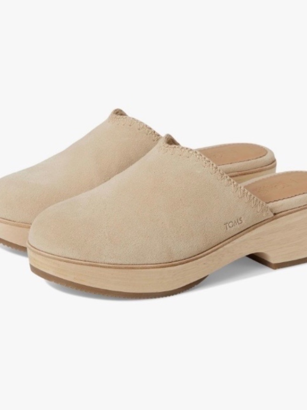 Toms Tan Wooden And Suede Clog
